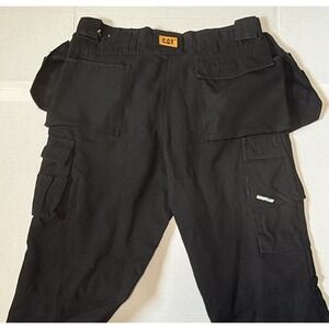 CATERPILLAR Trademark Work Pants - Men's Black Holster Cargo Tool Pockets 36x36